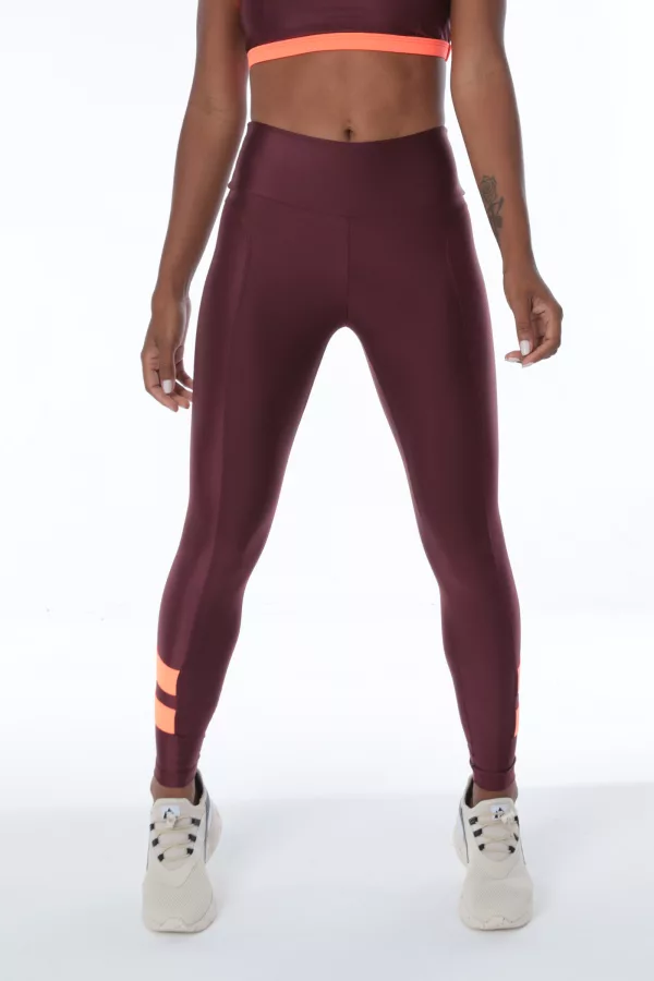 Legging Color Block - Barolo com Laranja - Imagem 2