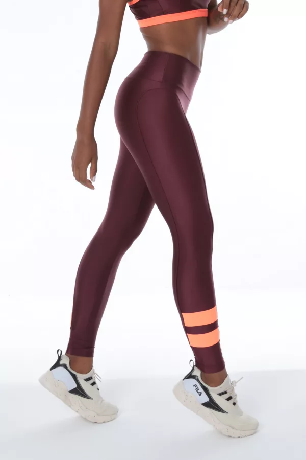Legging Color Block - Barolo com Laranja - Imagem 3