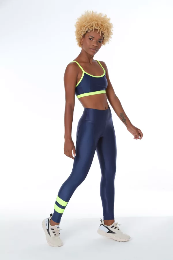 Legging Color Block - Marinho com Amarelo - Imagem 5