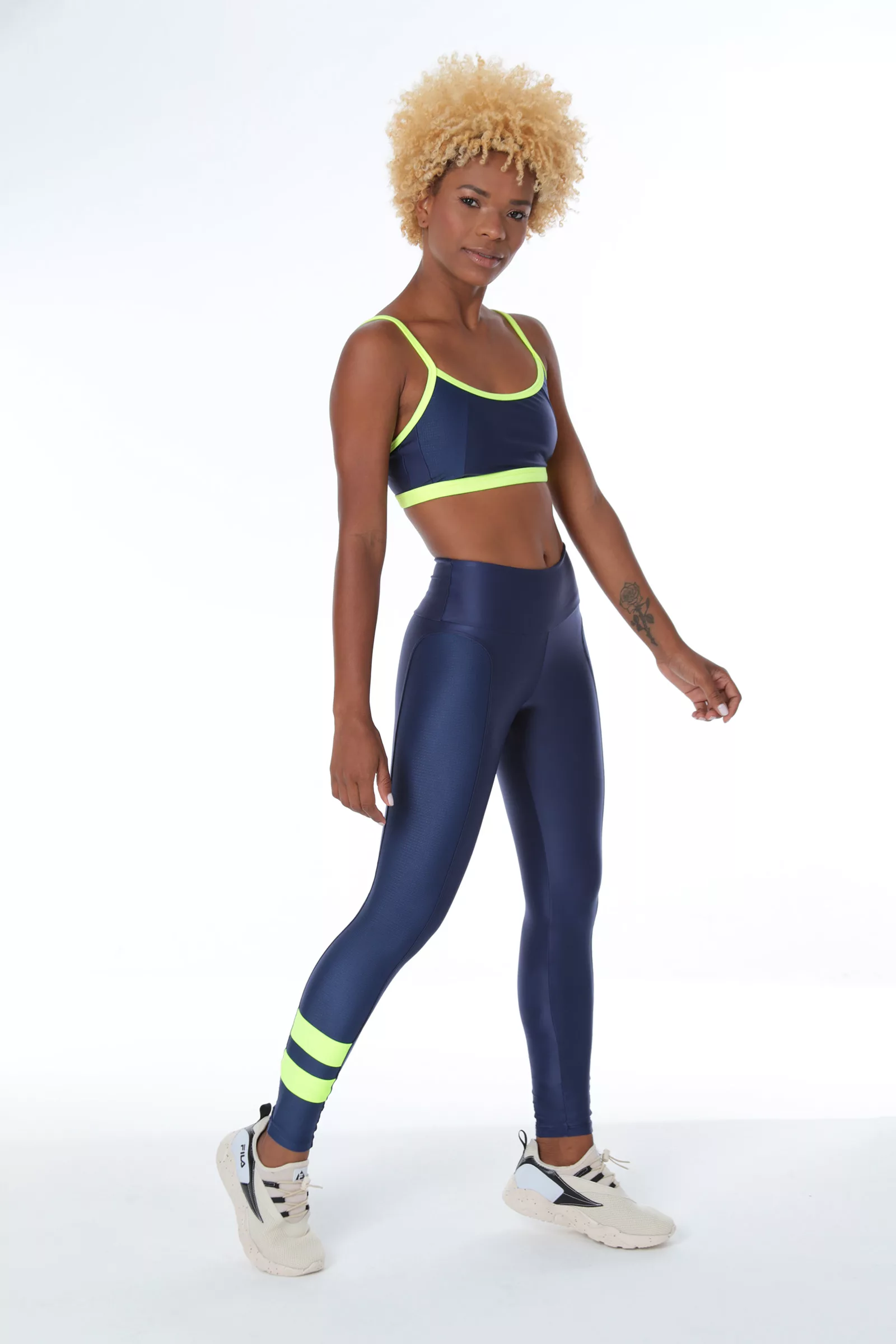 Conjunto-Color-Block-Calça-Azul-02 Legging Color Block - Marinho com Amarelo - Imagem 1