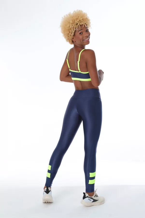 Legging Color Block - Marinho com Amarelo - Imagem 6