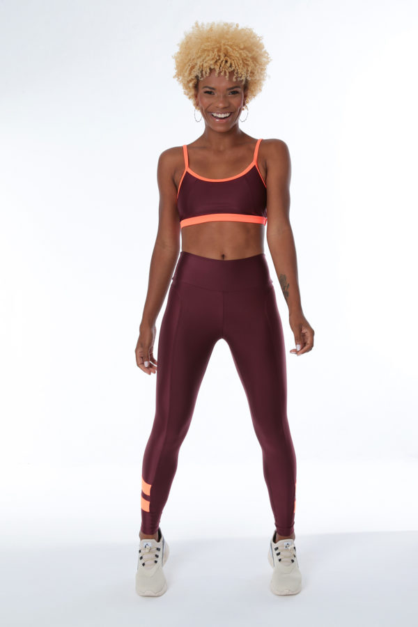 Legging Color Block - Barolo com Laranja - Imagem 5