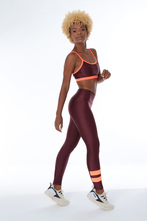 Legging Color Block - Barolo com Laranja - Imagem 6
