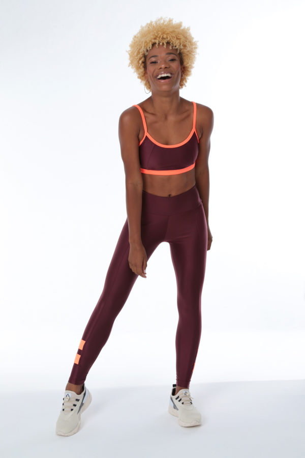 Legging Color Block - Barolo com Laranja - Imagem 7