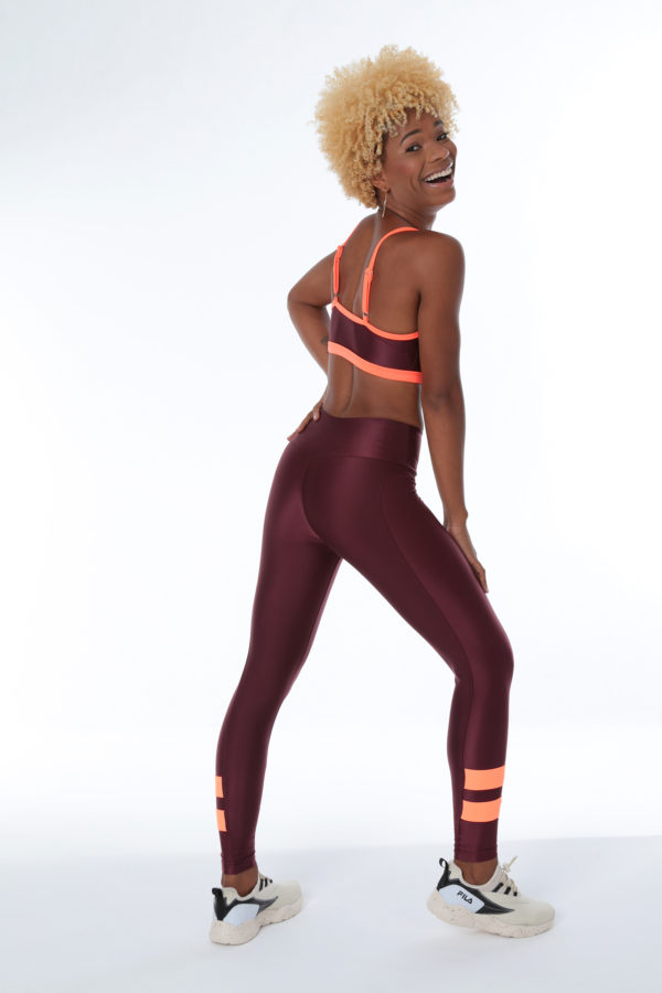 Legging Color Block - Barolo com Laranja - Imagem 8