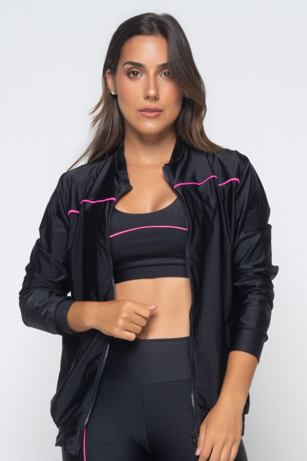 Jaqueta Bomber Neon Vibes - Preto com Rosa - Imagem 2