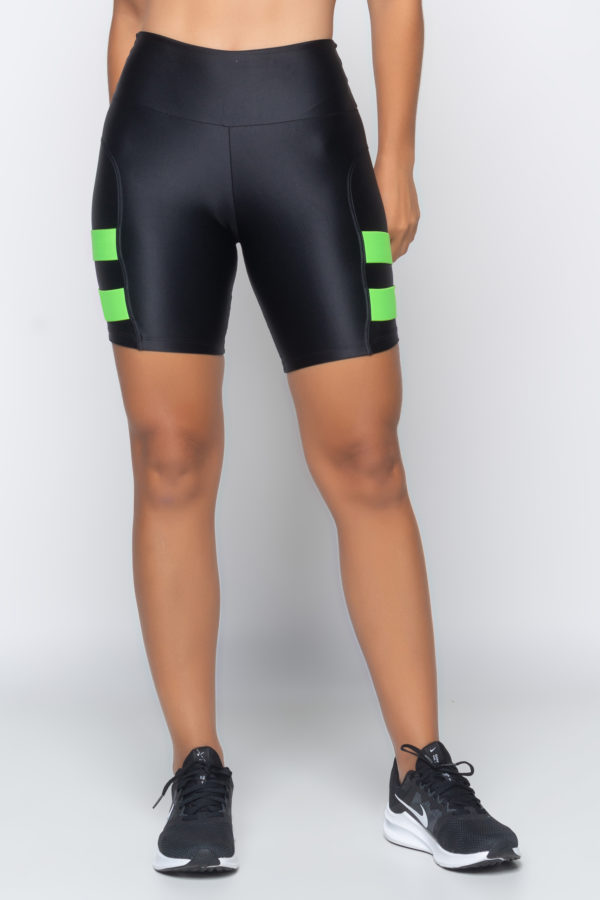 Bermuda Color Block - Preto com Verde - Imagem 2