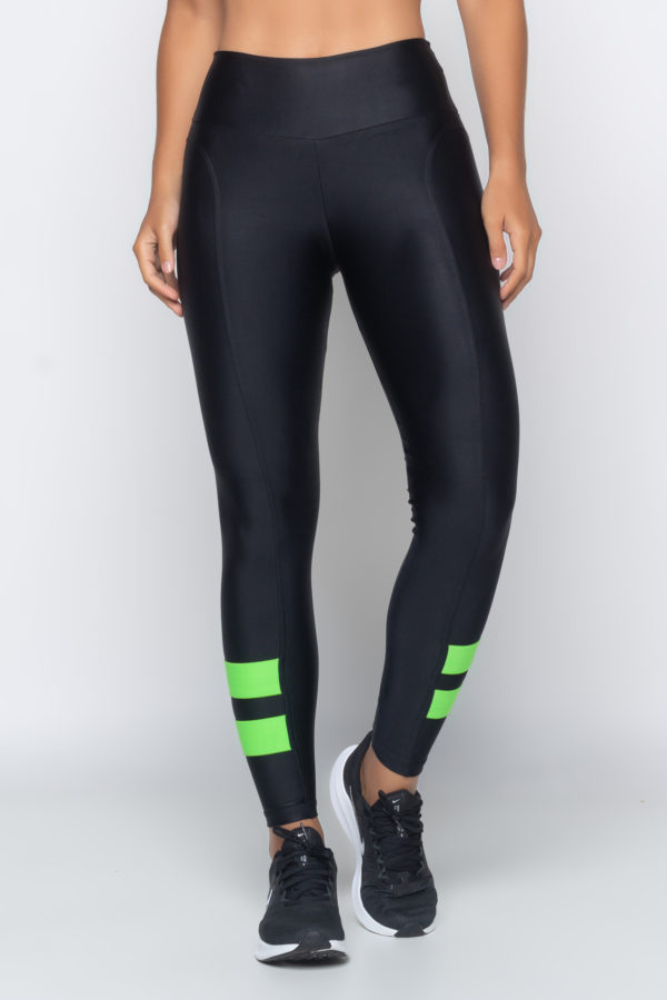 Legging Color Block - Preto com Verde - Imagem 2